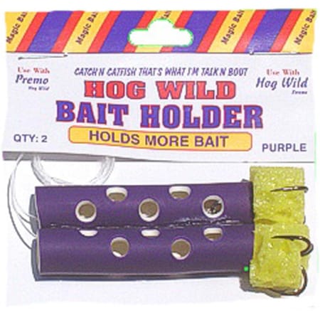 Magic Catfish Bait Hogwild Sponge Tube Bait Holder, Purple, 2PK BHT38